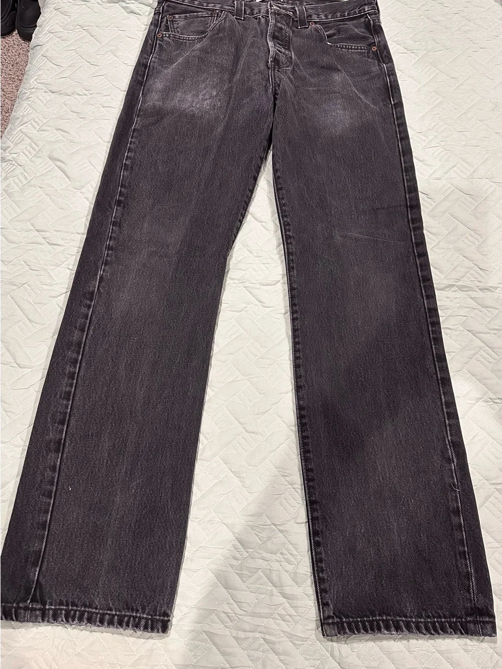 Levi’s 501 Black Washed Jeans Men’s Button Fly Straight Leg Denim Pants Vintage